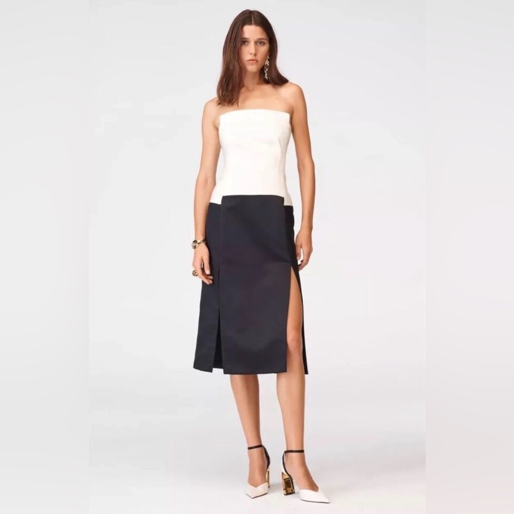 Zara Black and White Strapless Midi Skirt